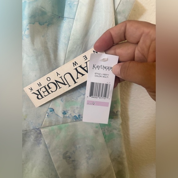 NWT Kay Unger Watercolor Print A-Line dress size 6 - Picture 5 of 6